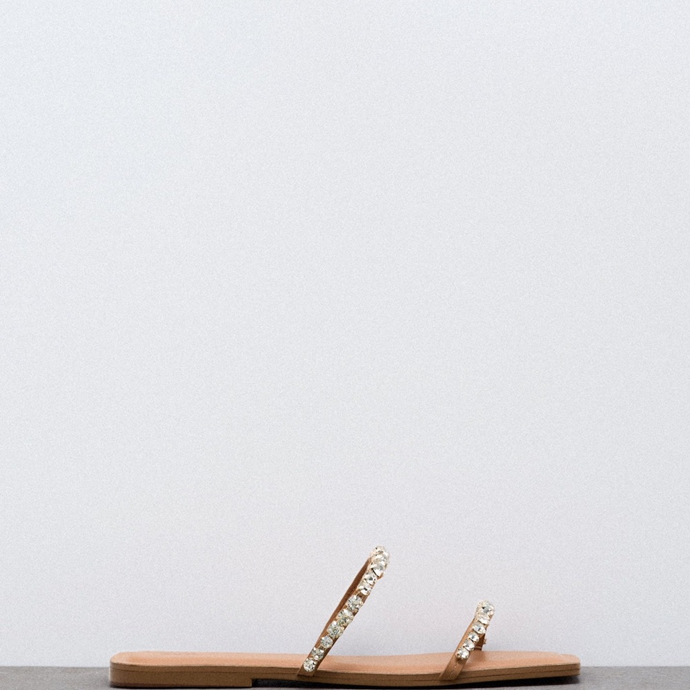 ZARA RHINESTONE FLAT SANDALS